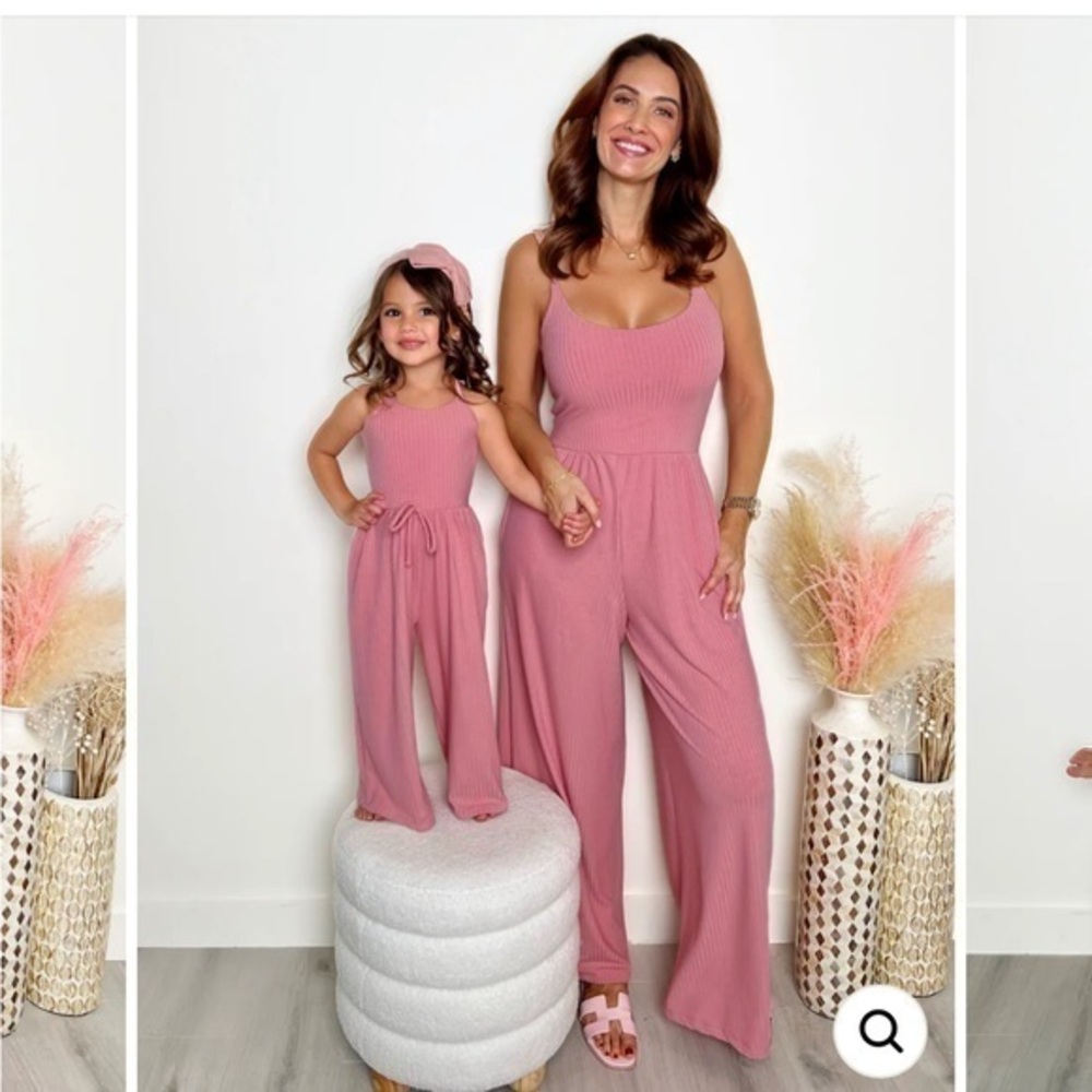 NWT MIA Bella Girls mommy & me pink palazzo  jumpsuits adult small/ child 4-5T